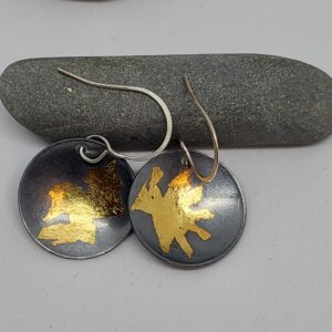 Patinated fine silver keum boo earrings